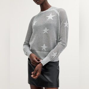 All Saints Silver Star Mesh Crewneck Sweater